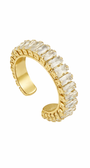 Ear Cuff Dourado Pequeno com Zircônias e Encaixe Sem Furo