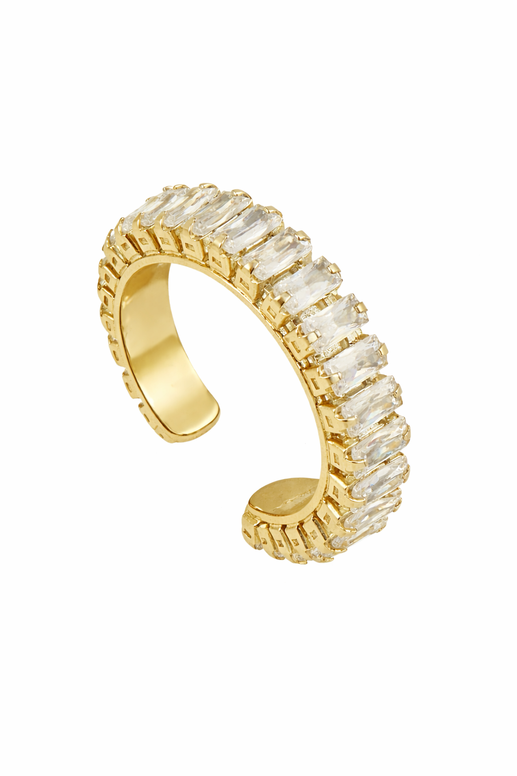 Ear Cuff Dourado Pequeno com Zircônias e Encaixe Sem Furo