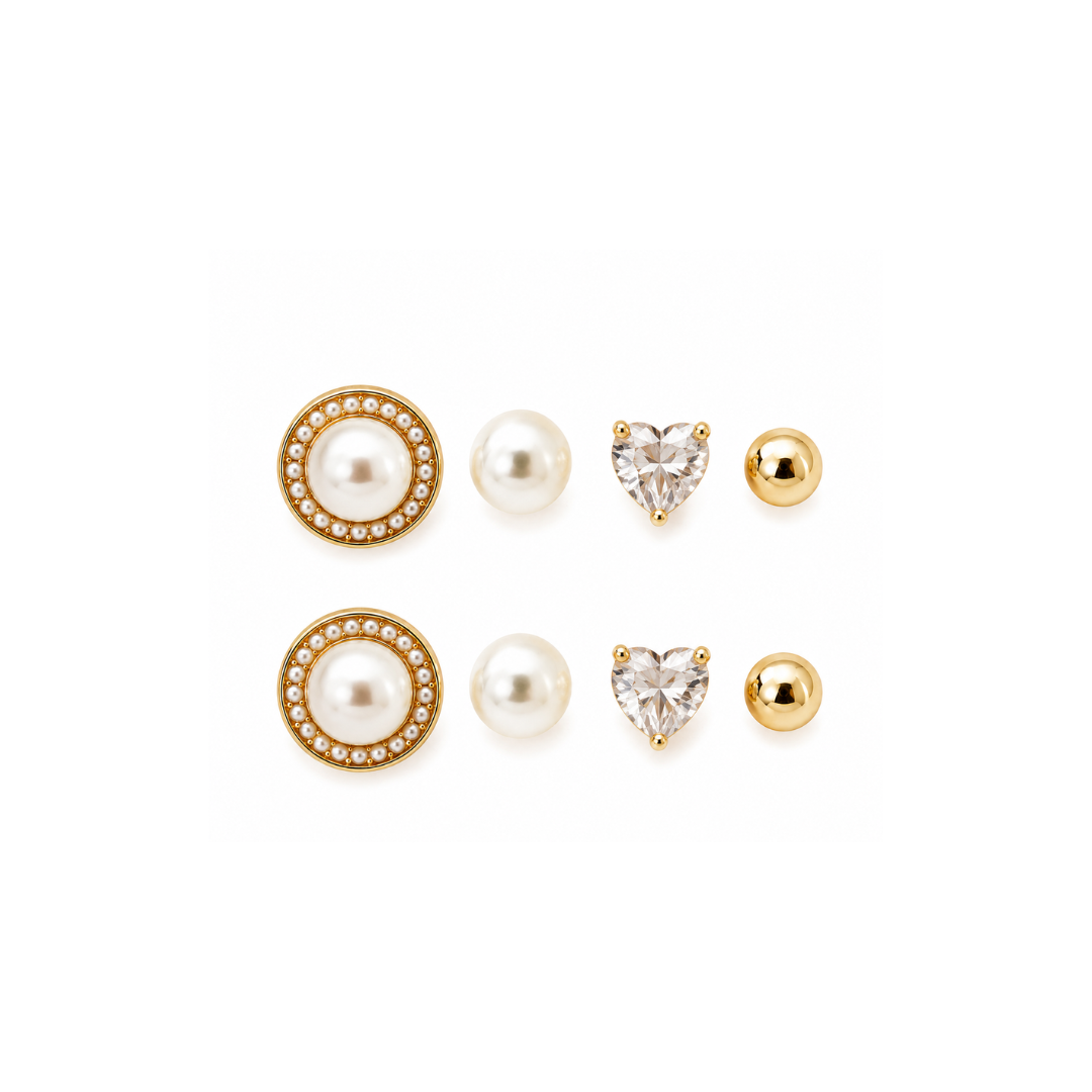 KIT DE BRINCOS DOURADO PÉROLA