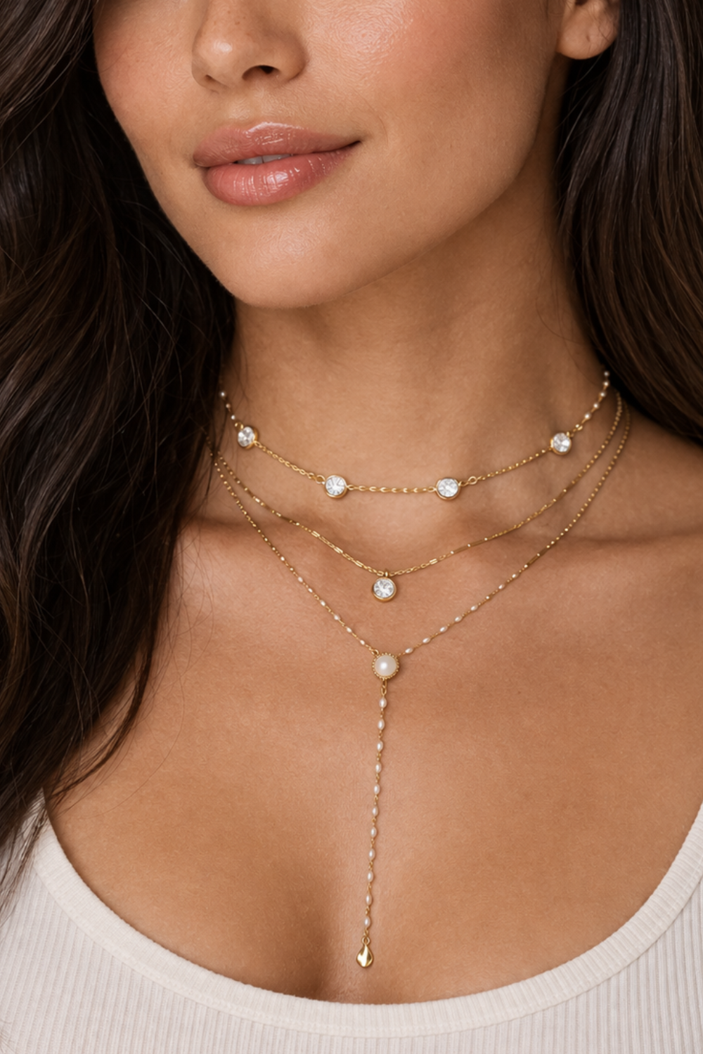 KIT COLARES PÉROLA DOURADO